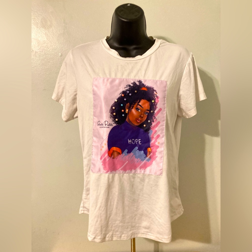White Shirt With Cropped Picture In It
